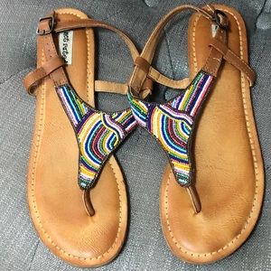 Not Rated Beaded Sandals Rainbow Colored